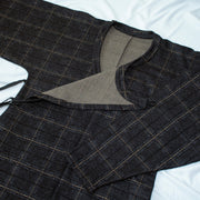 Mo Qi 墨棋 Ink Chess Modernized Early Ming Tweed Pleated Yuanlingpao Round Collar Coat