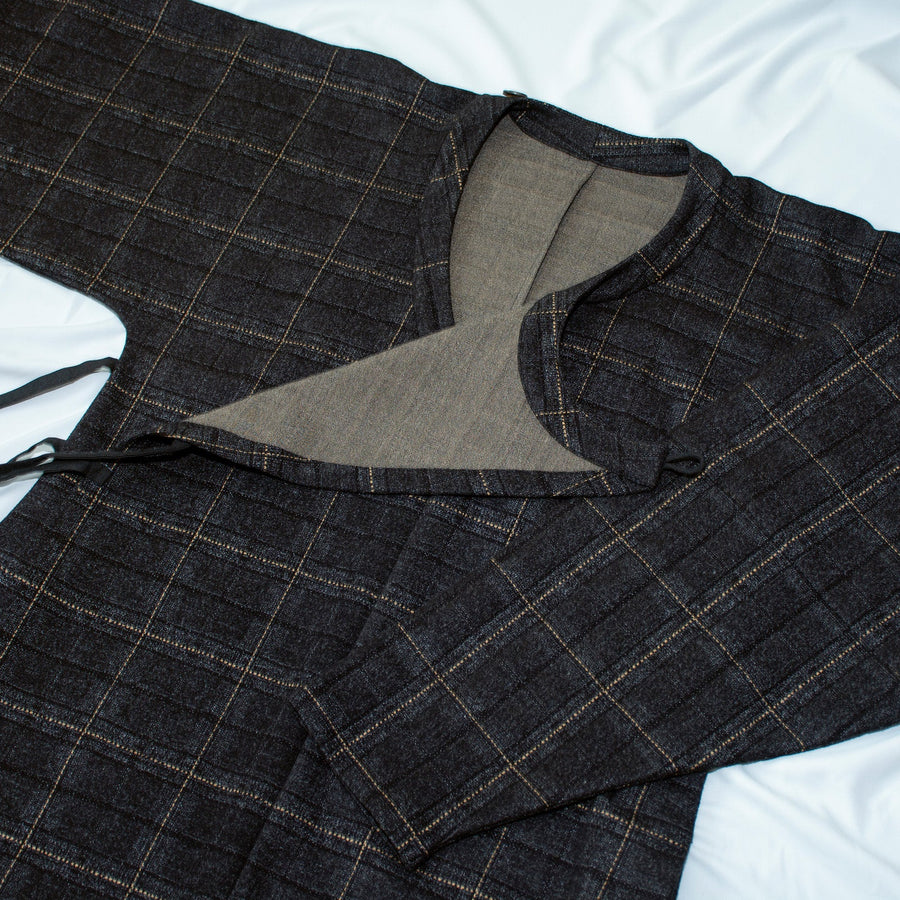 Mo Qi 墨棋 Ink Chess Modernized Early Ming Tweed Pleated Yuanlingpao Round Collar Coat