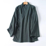 Cha Shan 茶山 Tea Mountain Men's & Unisex Pure Cotton Linen Thick Cross Collar Top