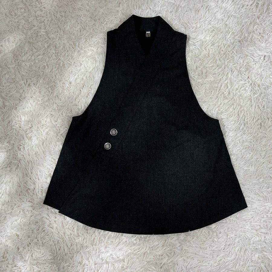 Huo Yao 火药 Gunpowder Modern Ming Men's & Unisex Bijia Cross Collar Vest