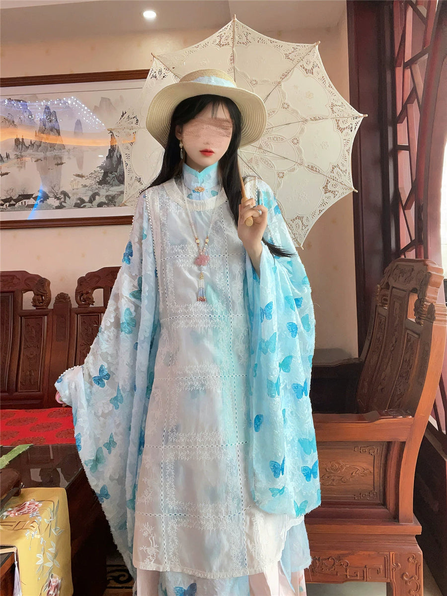 Ye Can 野餐 Picnic Modernized Ming Dynasty Lace Liling Duijin Shirt & Bijia Vest
