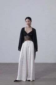 Xiu Xian 休闲 Leisure New Chinese Style Song Dynasty Jacquard Wide Leg Trousers