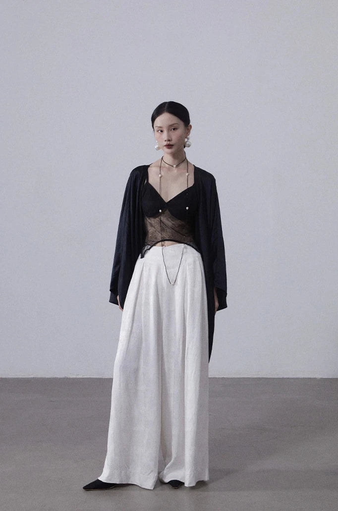 Xiu Xian 休闲 Leisure New Chinese Style Song Dynasty Jacquard Wide Leg Trousers