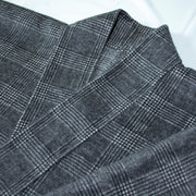 Hui Ge 灰格 Gray Grid Modernized Early Ming Sheep's Wool Tweed Coat & Cotton Denim Trousers