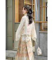 Lu Lu 陆陆 Deer Deer Modernized Ming Dynasty Knit Zhuyao & Mamian Skirt Set