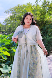 Xiao Hé 小荷 Little Lotus Fairy Modernized Tang Dynasty Plus Size Summer Banbi & Ruqun Set