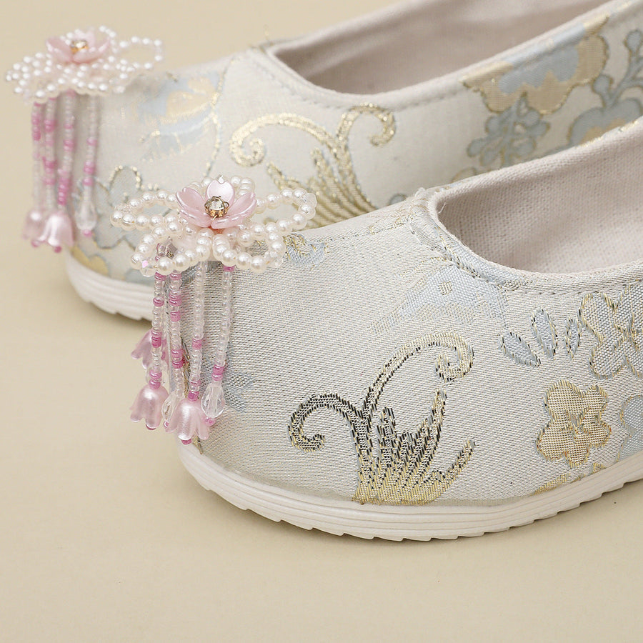 Shanhui Jiao 珊瑚礁 Coral Reef Song Ming Floral Brocade Pearl Flower Qiao Tou Shoes
