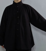 Wenrou Lan 温柔澜 Tender Billows Modernized Ming Dynasty Unisex Standing Collar Knitted Fleece-Lined Top