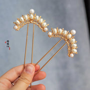 Ban Yuan 半圆 Semi Circle Curved Pearl Tang Song Hairpins