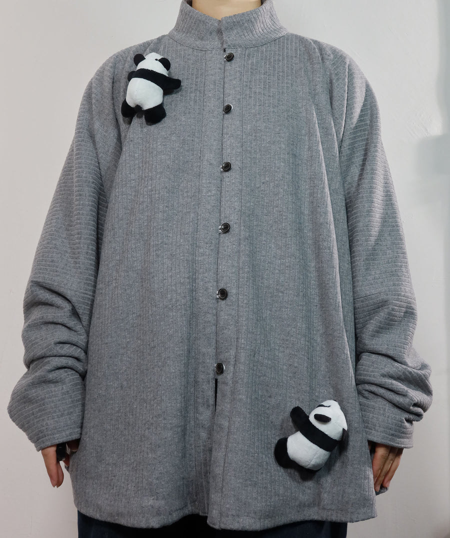 Wenrou Lan 温柔澜 Tender Billows Modernized Ming Dynasty Unisex Standing Collar Knitted Fleece-Lined Top