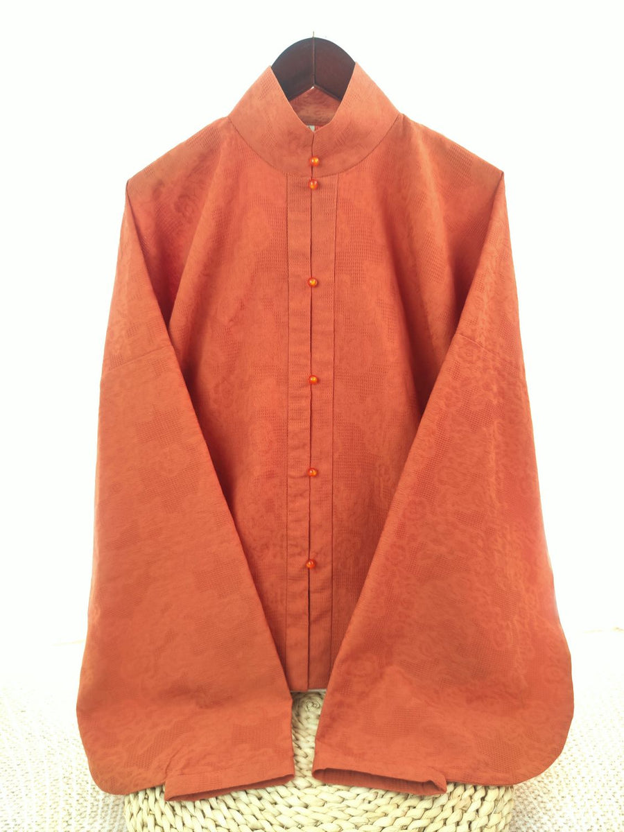 Jiao Tang 焦糖 Caramel Ming Dynasty Pure Cotton Liling Duijin Pipa & Straight Sleeve Standing Collar Top