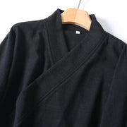 Cha Shan 茶山 Tea Mountain Men's & Unisex Pure Cotton Linen Thick Cross Collar Top