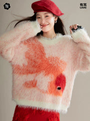 Zhaocao Xiaoli 招财小鲤 Lucky Carp New Chinese Style Autumn & Winter Fuzzy Sweater