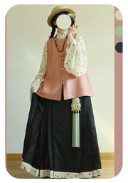 Zhao Munian 朝暮年Twilight Years Modernized Ming Dynasty Bijia Vest & Mamian Skirt Set