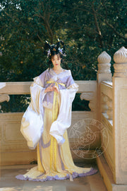 Zhu Zi 朱紫 Scarlet Wisteria Modernized Sui & Northern Southern Dynasty Guiyi Swallow Tail Ruqun Set