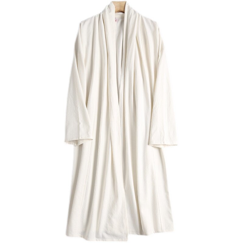 Wu Ji 无迹 Leave No Trace Song & Ming Unisex Cotton Linen Parallel Panel Long Cardigan