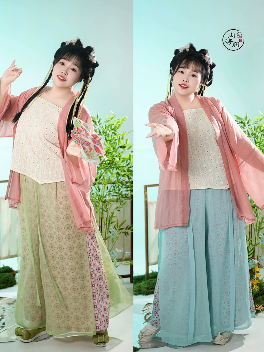Chun Sheng 春笙 Spring Flute Modernized Song Dynasty Plus Size Beizi Top & Songku Pants Set
