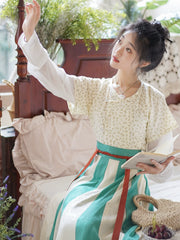 Taozi Guodong 桃子果冻 Peach Jelly Modernized Tang Dynasty Beizi Banbi Top & Poqun Skirt Set