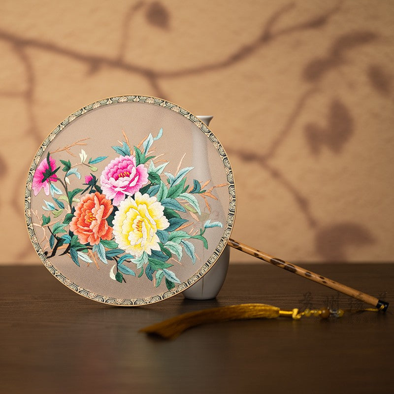 Guqü Tuanshan 古典团扇 Transparent Silk Various Embroidered Round Fans