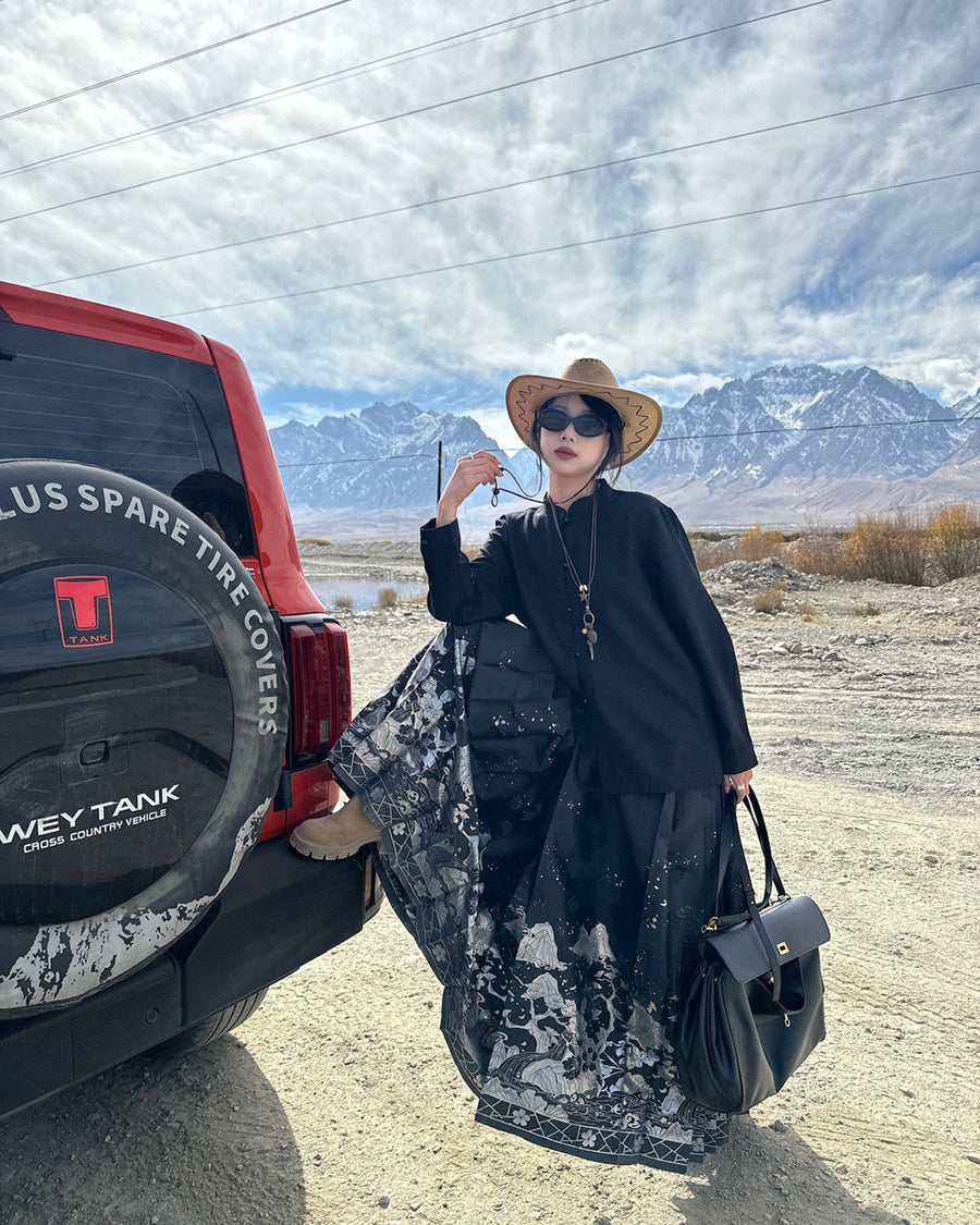 Jiang Ye 将夜 Night Clouds Modernized Hanfu Standing Collar Satin Top