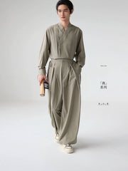Yan 燕 Songbird Men's New Chinese Style Center Pleat Trousers