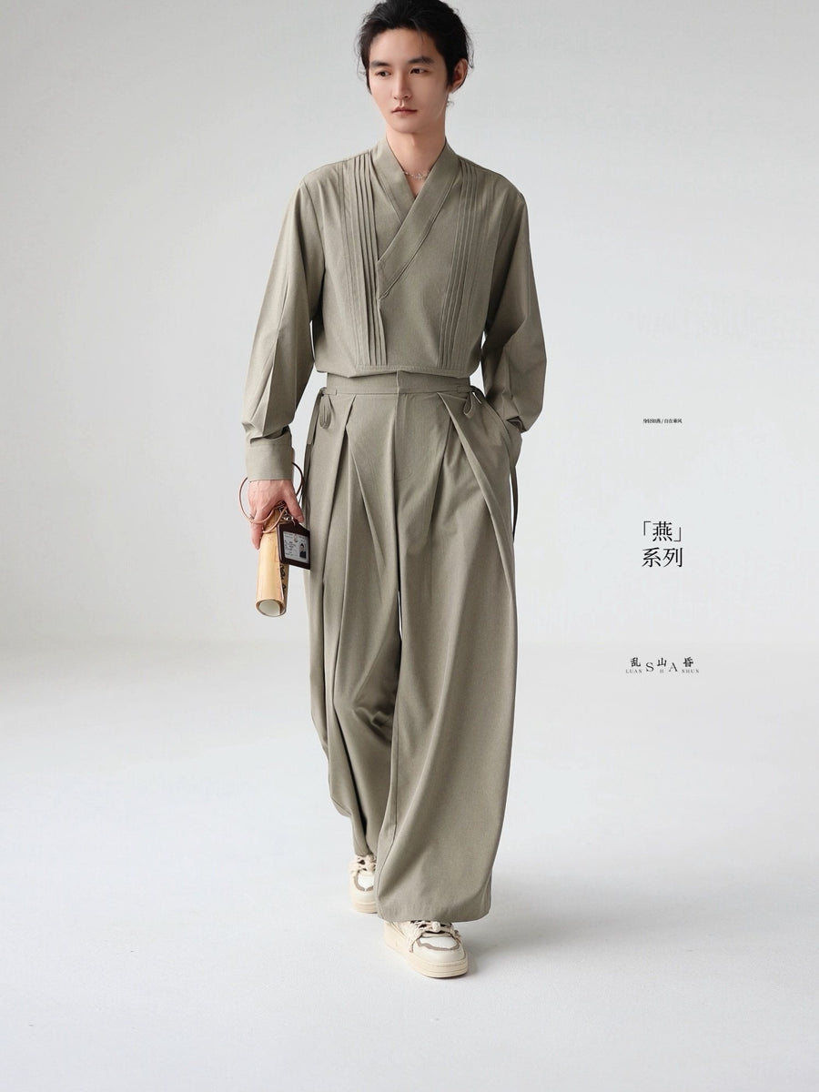 Yan 燕 Songbird Men's New Chinese Style Center Pleat Trousers