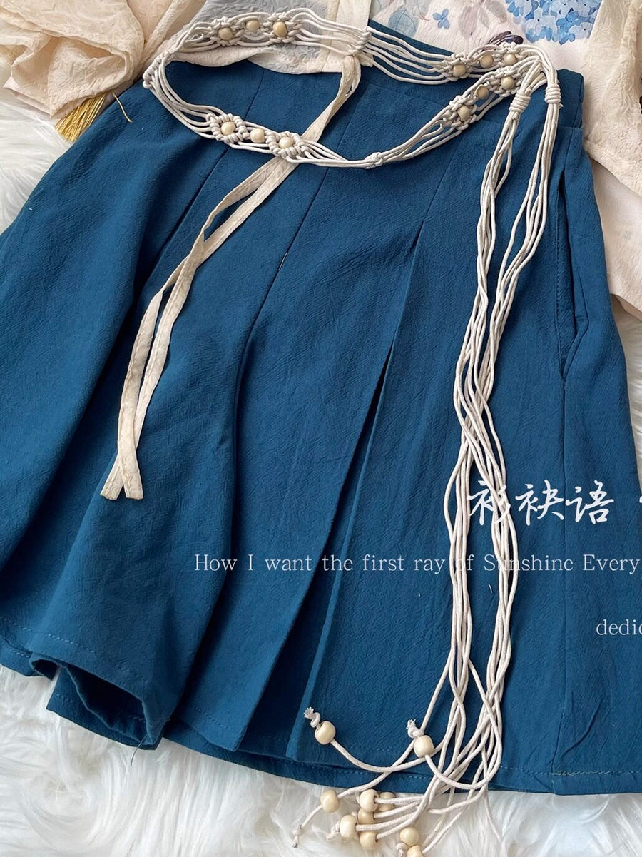 Qihua Juan 绮华卷 Scroll of Splendor Modernized Song Dynasty Moxiong Tank Top & Pleated Shorts Set