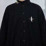 Wenrou Lan 温柔澜 Tender Billows Modernized Ming Dynasty Unisex Standing Collar Knitted Fleece-Lined Top