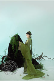 Yu Ying 遇萤 Encountering a Firefly Modernized Warring States Zhiju Straight Hem Robe Set