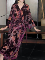 Liuguang Jinyan 鎏光金宴 Gilded Banquet New Chinese Style Batwing Velvet Dress