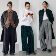 Waterfall 瀑布 Modernized Song Dynasty Men's Pleated Mid Rise Trousers