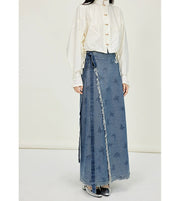 Du Shan 独山 Lonely Mountain Modernized Song Dynasty Feijixiu Top & Denim Xuanqun Skirt Set