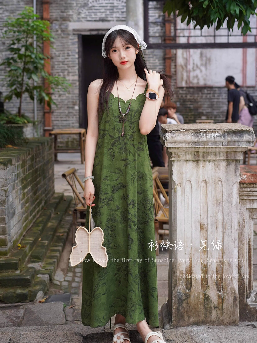 Wu Lü 芜绿 Lush Green Modernized Song Dynasty Dress & Crochet Cardigan S –  Nüwa Hanfu