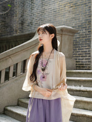 Xin Yu 新语 New Language Modernized Hanfu Parallel Panel Floral Cardigan