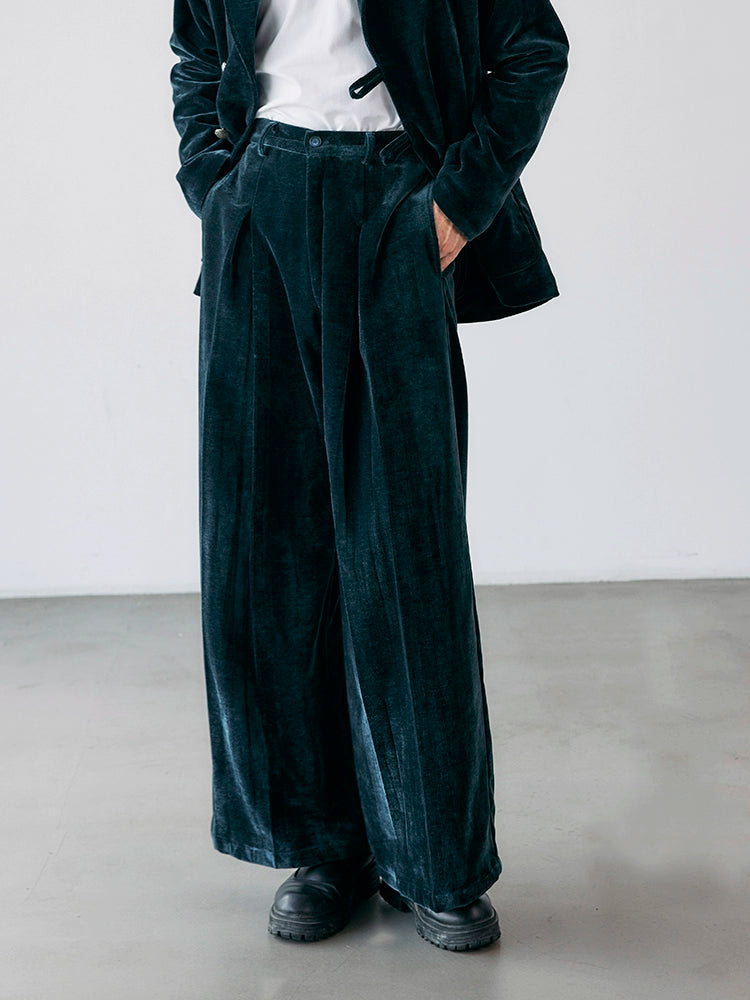 Waterfall 瀑布 Modernized Song Dynasty Men's Pleated Mid Rise Trousers