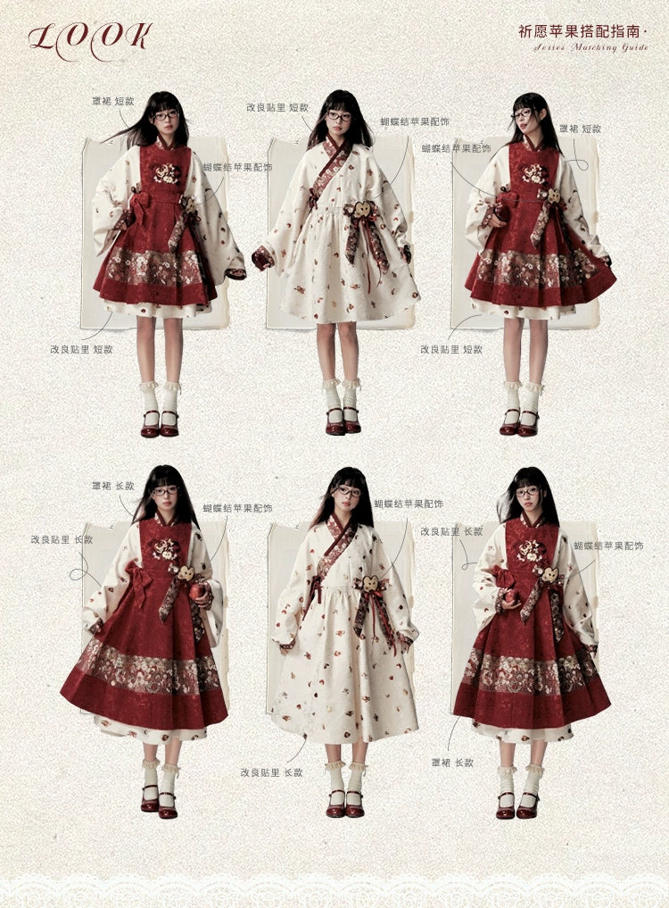 Qiyuan Pinguo 祈愿苹果 Wishing Apple Modernized Ming Tieli Dress & Yuanling Overskirt Set