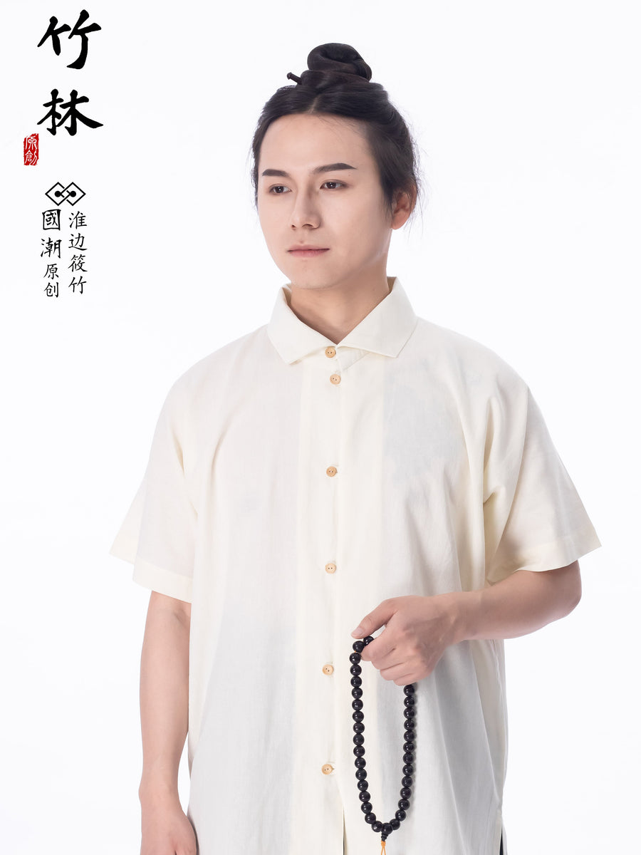 Bolo Bao 菠蘿包 Polo Bun Modern Men's Ming Short & Long Sleeve Cotton Liling Standing Top