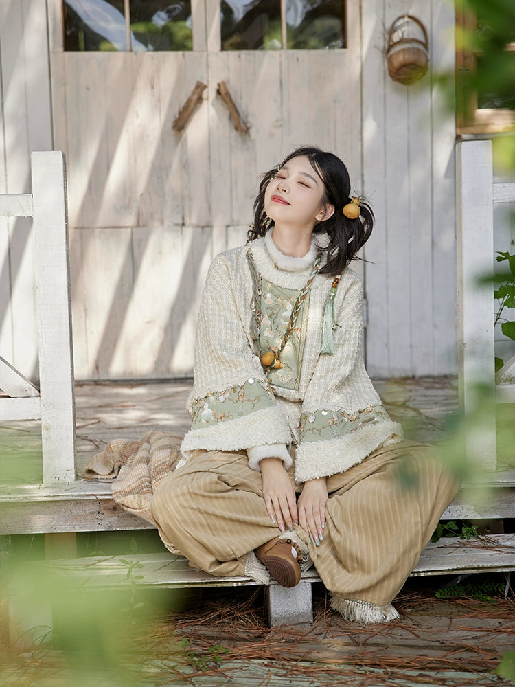 Tana 塔娜 Pagoda Spire Modern Tang Song Round Collar Coat & Pants Set