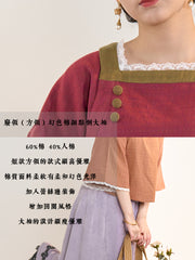 Meng Tan 梦田 Field of Dreams 1920s Restoration Square Collar Bell Sleeve Top