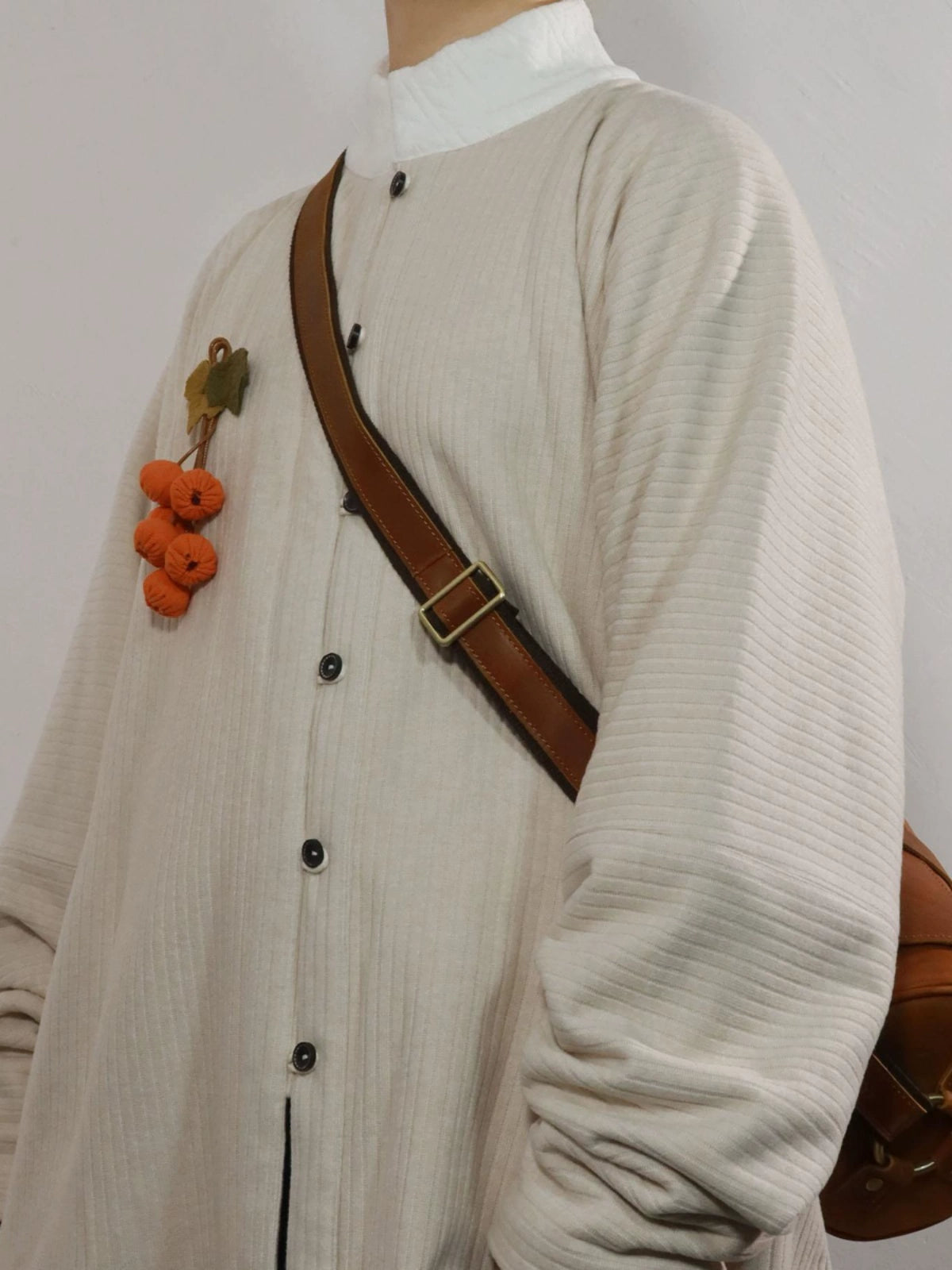 Wenrou Lan 温柔澜 Tender Billows Modernized Ming Dynasty Unisex Standing Collar Knitted Fleece-Lined Top
