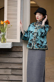 Frozen in Time 凝的时光 Republic of China Parallel Panel Long Sleeve Woolen Qipao