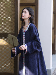 Dian Lan 靛蓝 Indigo Ming Dynasty Wanli Era Yuanling Changshan Pure Cotton Long Top & Mamian Skirt