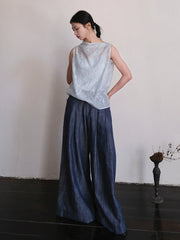 Cai Xing 裁行 Tailored Moves New Chinese Style Cotton Linen Extra Wide Leg Jeans