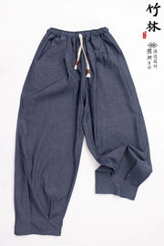 Fu Zhou 符咒 Talisman Modernized Men's Hanfu Denim Wide Leg Pleated Ankle Pants