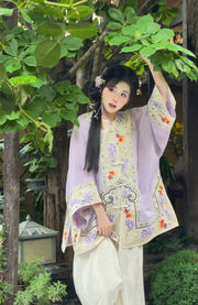 Lian Yi 涟漪 Pond Ripples Qing Dynasty Han Woman's Embroidered Goldfish Round Collar Magua & Pants