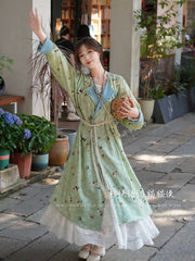 Maomao 猫猫 Kitten Modernized Tang Dynasty Cat Print Yuanlingpao Round Collar Robe