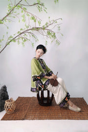 Lian Yi 涟漪 Pond Ripples Qing Dynasty Han Woman's Embroidered Goldfish Round Collar Magua & Pants