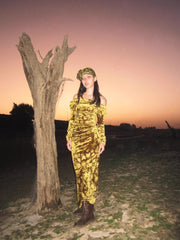 Liu Guang 鎏光 Flowing Light New Chinese Style Velvet Long Sleeve Dress