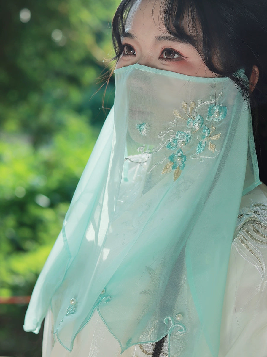 Zu Jiang 俎姜 Embroidered Veil Hanfu Fairy Accessory