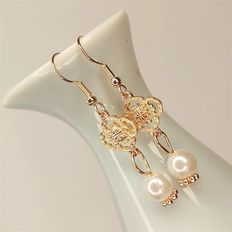 Yi Lang 依兰 Ylang Flower Tang Ming Buyao Dangling Pearl Curved Hair Pin Set